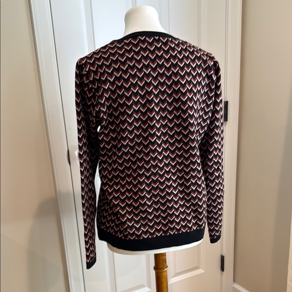 Gerard Darel Paris - Chevron Pattern Sweater in Black/Tan/Burgundy - Size 2 - Picture 4 of 6